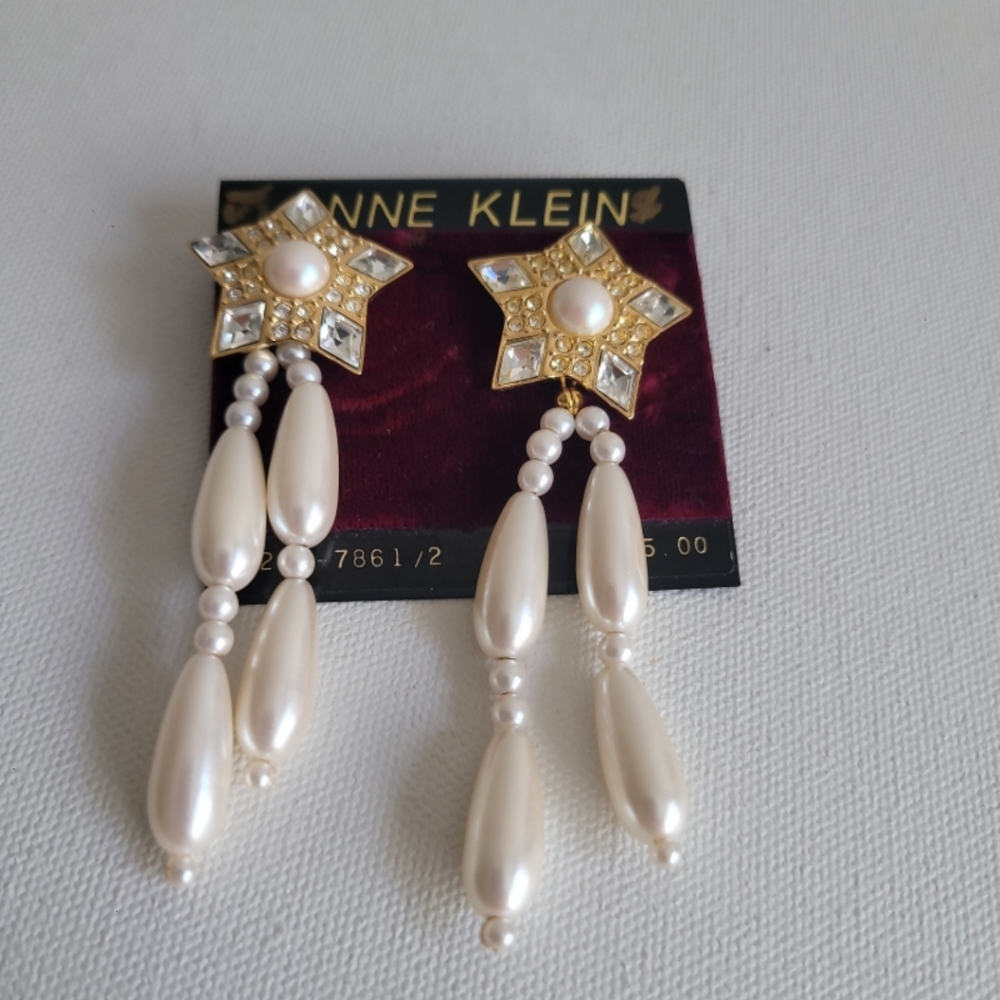 VTG Y2K Anne Klein Comet Star Dangle Earrings Cosmic Hypoallergenic
